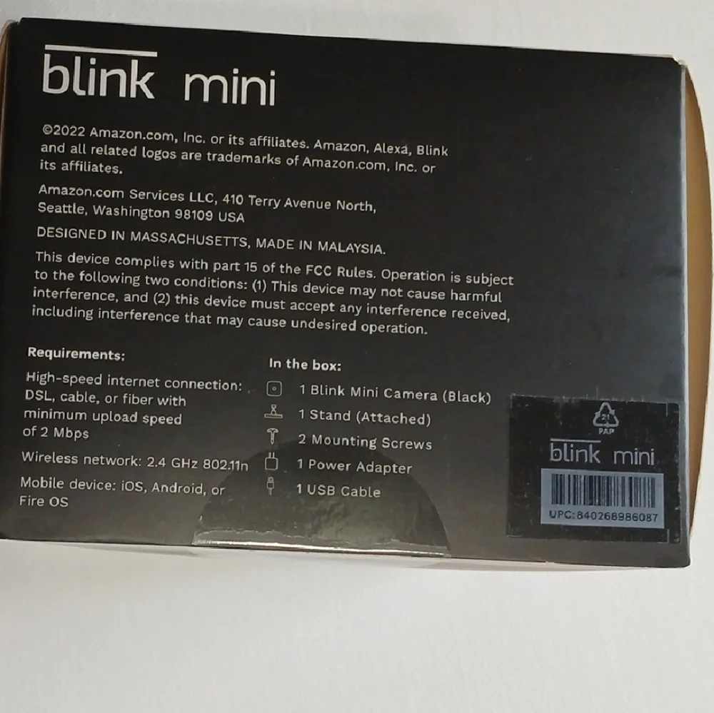Blink Mini Indoor Plug-In HD Smart Security Camera - Black